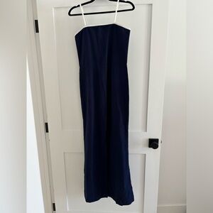 STAUD x Solid & Striped Navy Seersuker Pant Jumpsuit Size M *NWT*